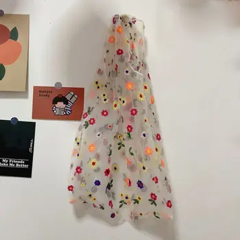 

Reusable Flower Embroidery Mesh Cloth Shopping Bag Shoulder Pouch Grocery Bags