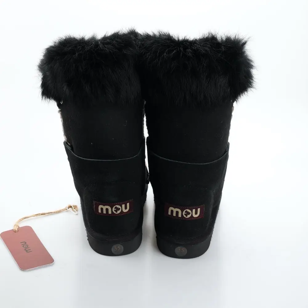 MOU Botas de nieve integradas de piel de oveja, botines clásicos con cinta  de tubo medio|Botas de nieve| - AliExpress