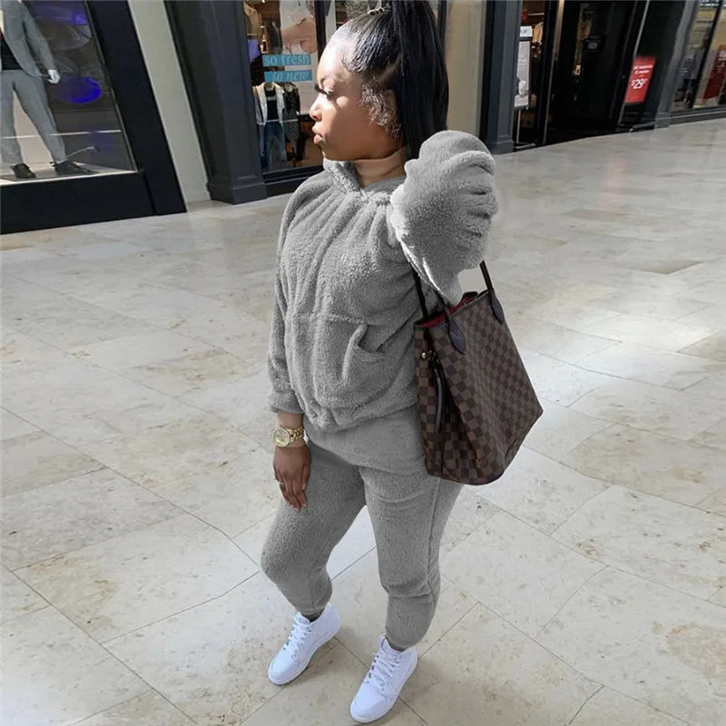 Velour Two Piece Set Hoodies Long 