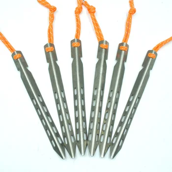

4Pcs Tent Peg Travel With Rope Windproof V-type Jungle Camping Titanium Alloy Ground Pin Outdoor Portable Accessories Stakes