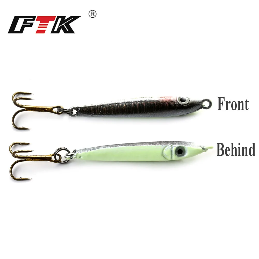 FTK 3PCS/Lot 5g 9g Ice Fishing Lure Sharp Hooks Ice Fishing Hook Winter Jig Wobbler Lure Jerk Bait Hooks