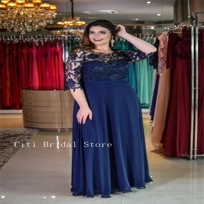 

Mother Of The Bride Dresses Plus size Blue Elegant Guest Wedding Dresses Lace Evening Dress For Mom vestidos de boda invitada