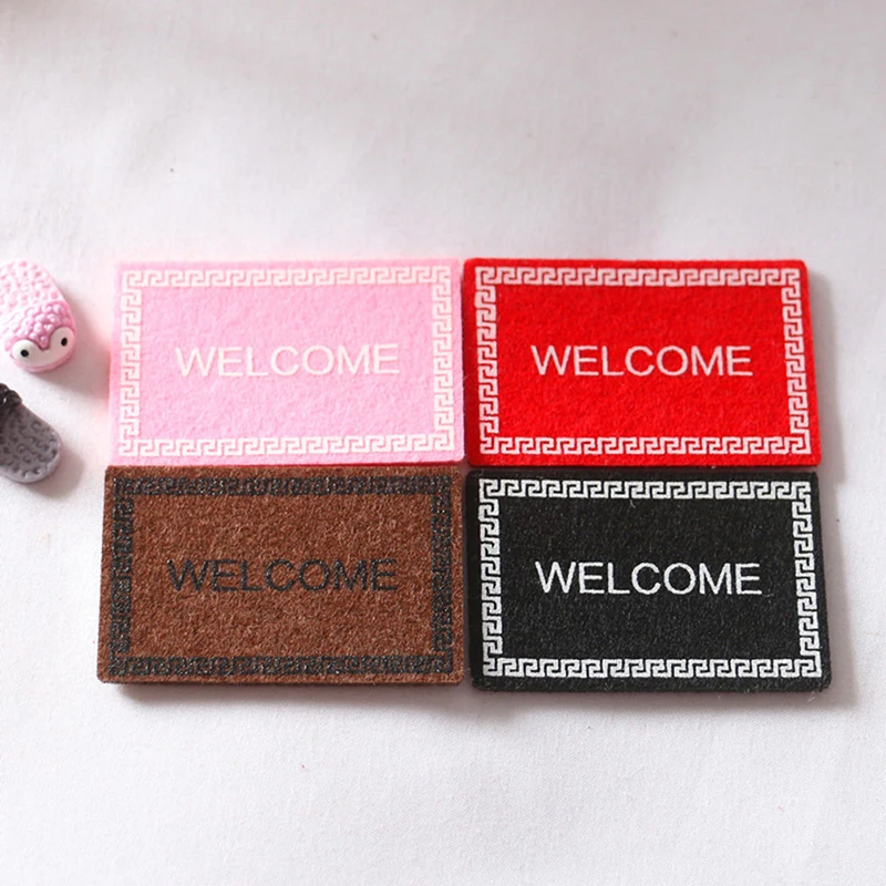 Decoración de suelo en miniatura para casa de muñecas, alfombra de bienvenida, Mini zapatillas, accesorios para casa de muñecas, calcomanías, 1:12