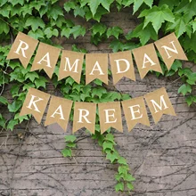 

Eid Mubarak Muslim Ramadan Flag RAMADAN KAREEM Jute Swallow-tail Flag Muslim Islam RAMADAND Mubarak Party Decorations