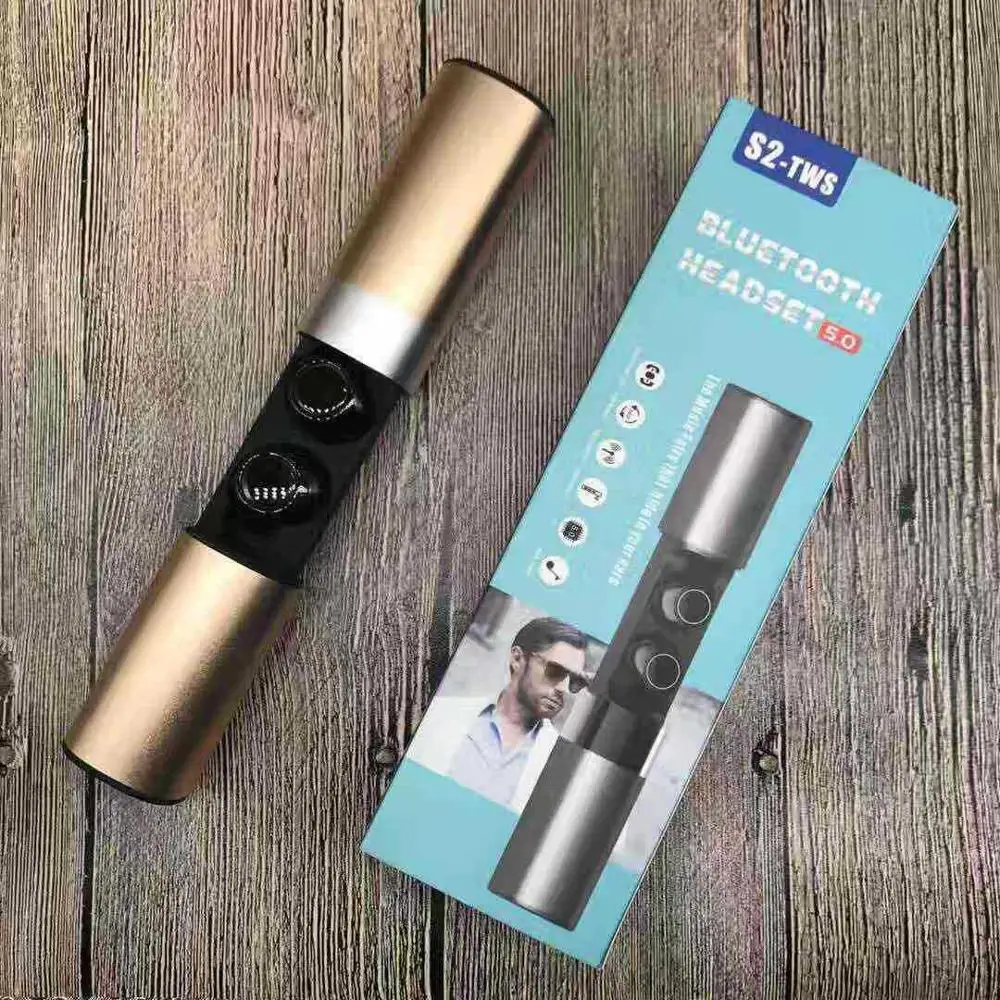S2 TWS наушники беспроводные bluetooth настоящие беспроводные наушники bluetooth 5,0 спортивные наушники - Цвет: Gold