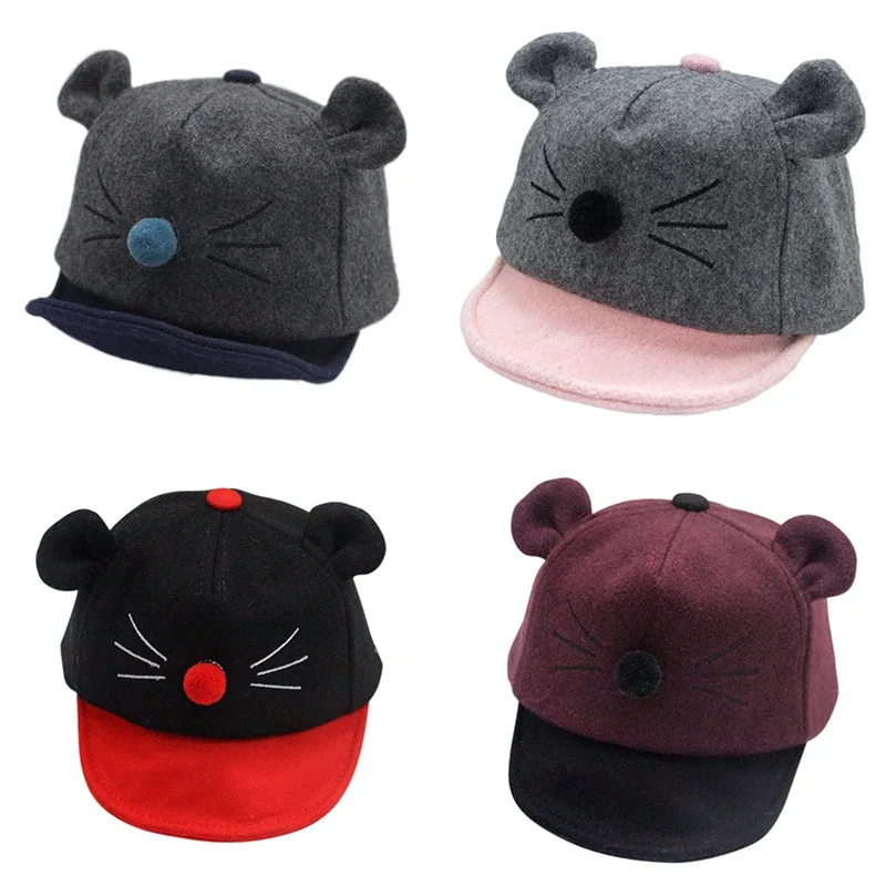 Autumn Winter Baby Hats Newborn Infant Caps 100% Cotton Cute Cat Black Nose Warm Children's Photography Props | Детская одежда и