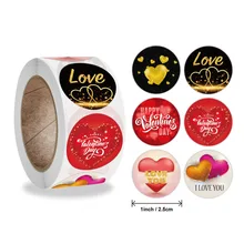 50-500 pièces heureux saint valentin autocollant je t'aime avec coeur merci étiquettes d'étanchéité fête d'anniversaire à la main Tag faveurs décor