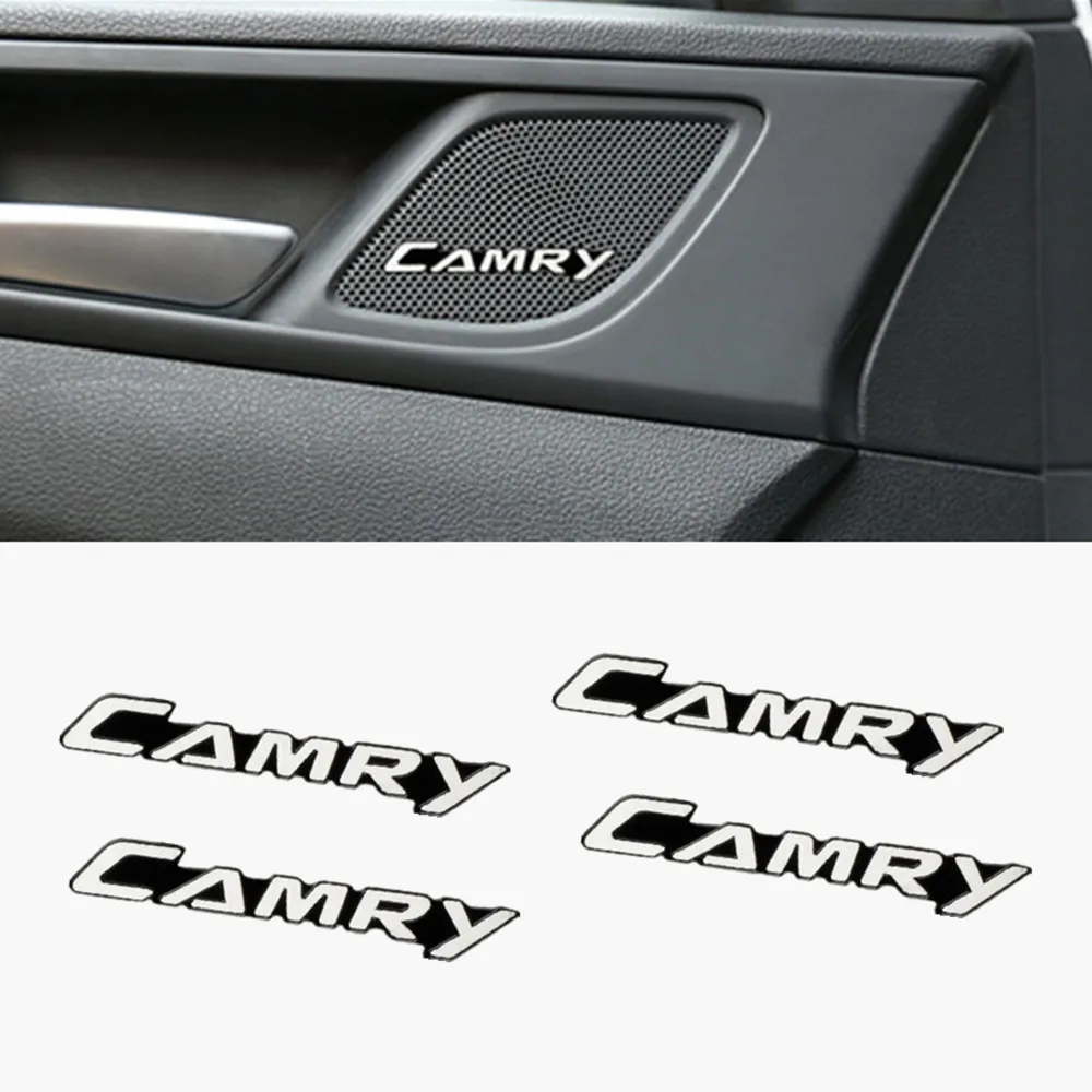 

4pcs 3D aluminum speaker stereo speaker badge emblem Sticker for Toyota camry 40 50 2007 2008 2009 2018 accessories car styling