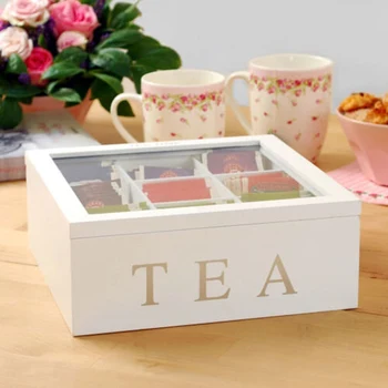 

Wooden Tea Box With 9 Compartments Tea Box Large Tea Bag Box Coffee Tea Bag Storage Rack Storage Box