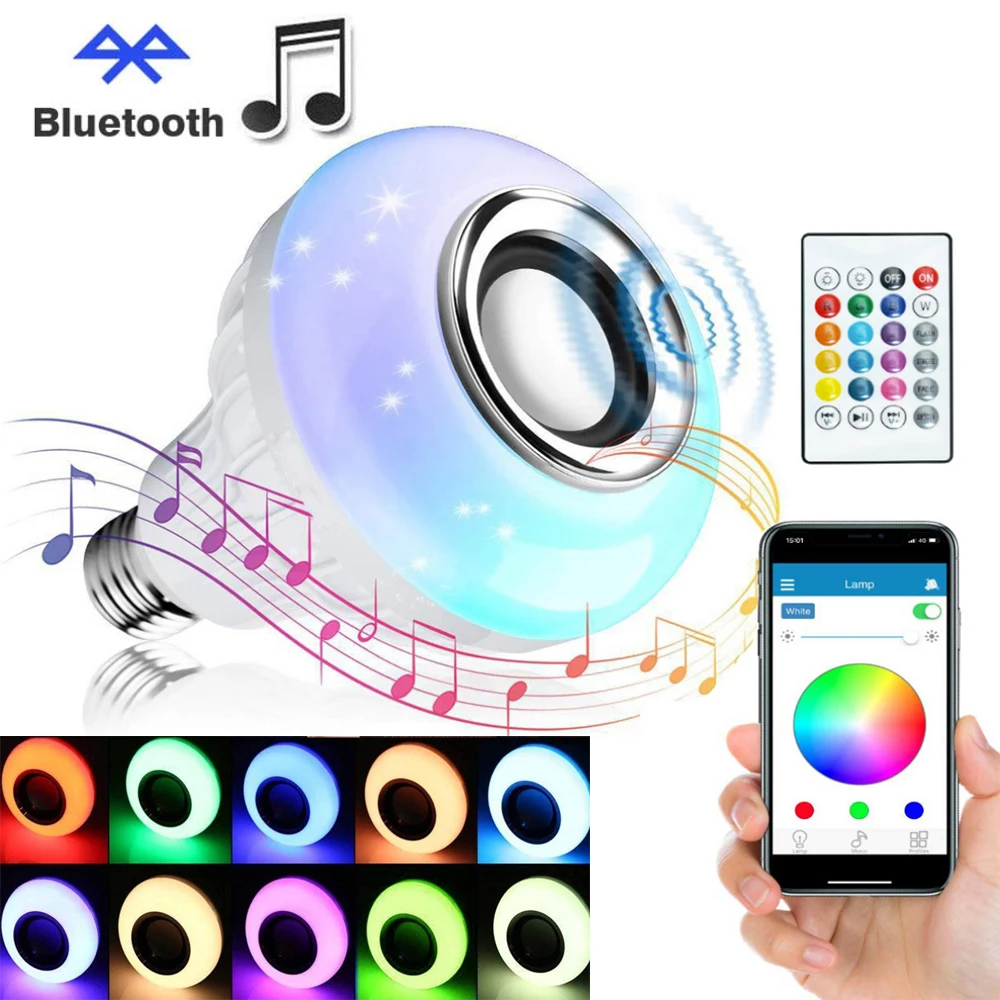 5 Вт/12 Вт Bluetooth светильник лампочка Динамик E27 Смарт Беспроводной цветная (RGB)