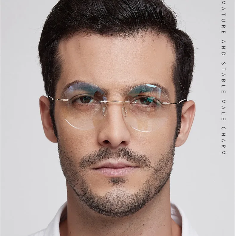 Hafif Titanyum Ala m er evesiz Yuvarlak G zl k Erkekler Ve Kad nlar hd-space-ultra-light-round-rimless-optical-frame-men-women-titanium