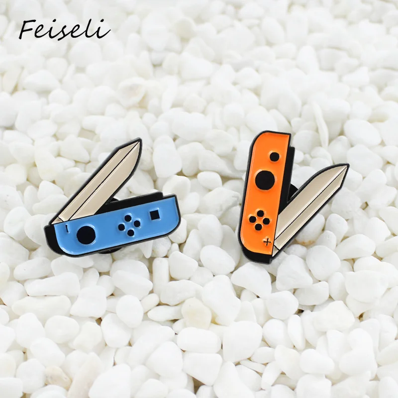 Feiseli креативная игра ручка Форма нож брошь для мужчин Дети милый мультфильм одежда воротник металлические значки школьная сумка значок