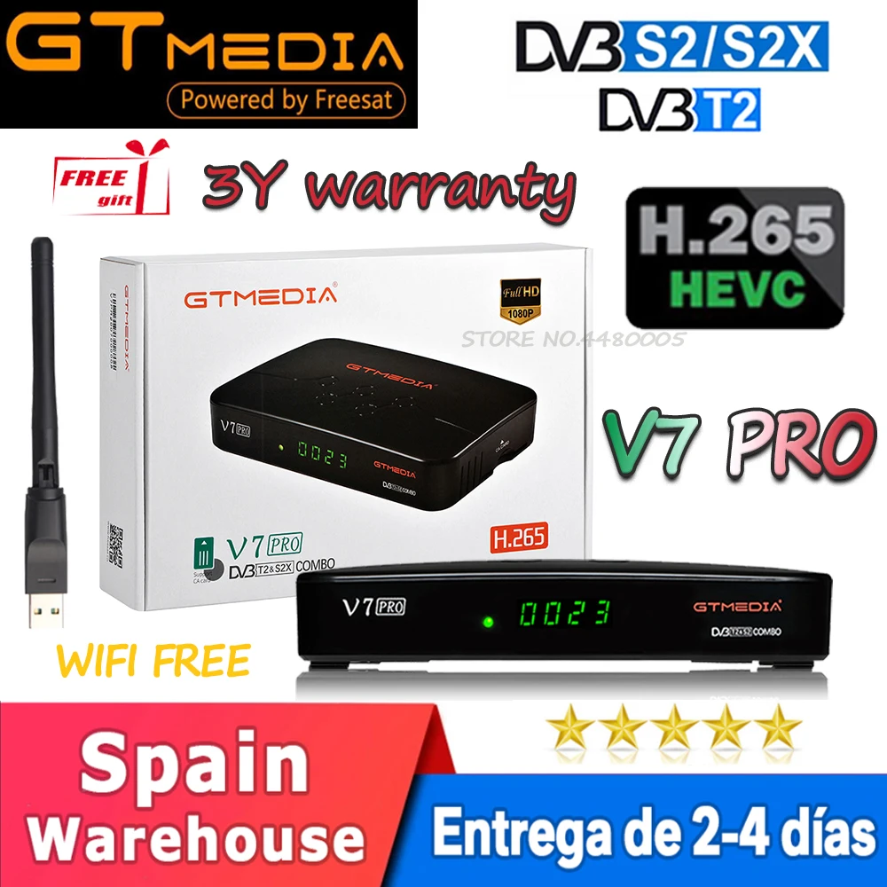 FTA gtmedia V7 pro Спутниковый ресивер S/S2/S2X/T/T2 с USB WiFi обновленный s2x plus Поддержка