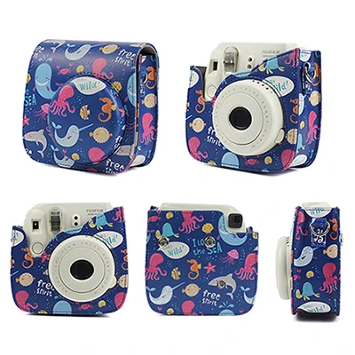 Fujifilm Instax Mini camera Bag ColorfuI мгновенный аксессуар для камеры из искусственной кожи чехол с плечевым ремнем для Instax Mini 9 Min8 8 - Цвет: Ocean World