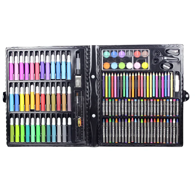Kaufen 150 teile satz kreide wasser farbe Zeichnung Malerei Set Wasser Farbe Stift Öl Pastell Pinsel Zeichnung Werkzeug Kunst Schule schreibwaren set