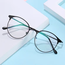 

LAMOFUR Classic Round Women's Glasses Frame Men Metal Optical Eyeglasses 2021 Fashion Transparent Spectacles 54C-1947