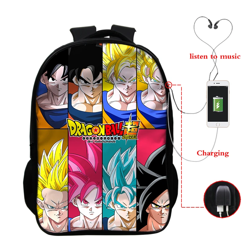D19 Mochila dragon ball рюкзак и сумка Dos Супер usb зарядка Разъем для наушников рюкзак книжная Сумка для подростков сумка для ноутбука школьный - Цвет: D19