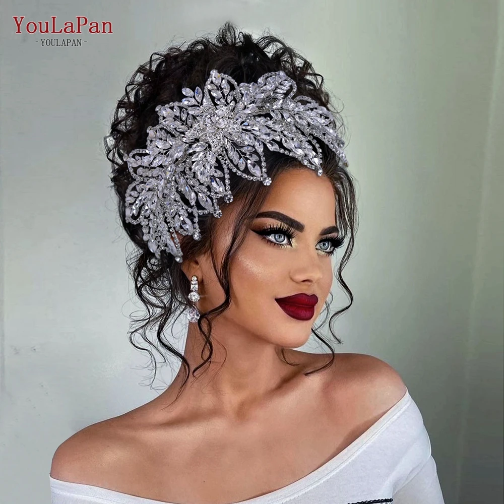 YouLaPan HP413 Crystal Bridal Tiara Crown Wedding Hair Accessories Bridal Headwear Handmade Rhinestone Headband Women Headpiece