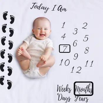

100 X 100cm Baby Photography Prop Blankets Little Feet Printed Newborn Photo Prop Backdrop Cloth Decoration