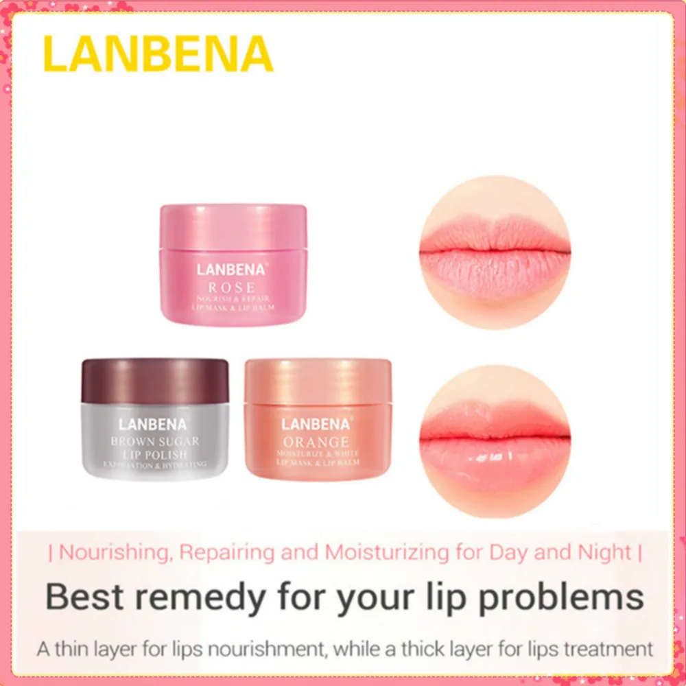 

LANBENA Lip Scrub Lip Mask Sleeping Mask Lip Balm Lips Plumper Exfoliator Moisturizing Nourish Repair Fine Lines lip Oil Care