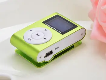

Green Mini MP3 Player Clip USB FM Radio LCD Screen Support for 32GB Micro SD