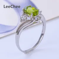 LeeChee 100% Natural Peridot ring for Women 6*8mm Oval green gemstone Real 925 Solid Sterling Silver jewelry for Birthday gift 2