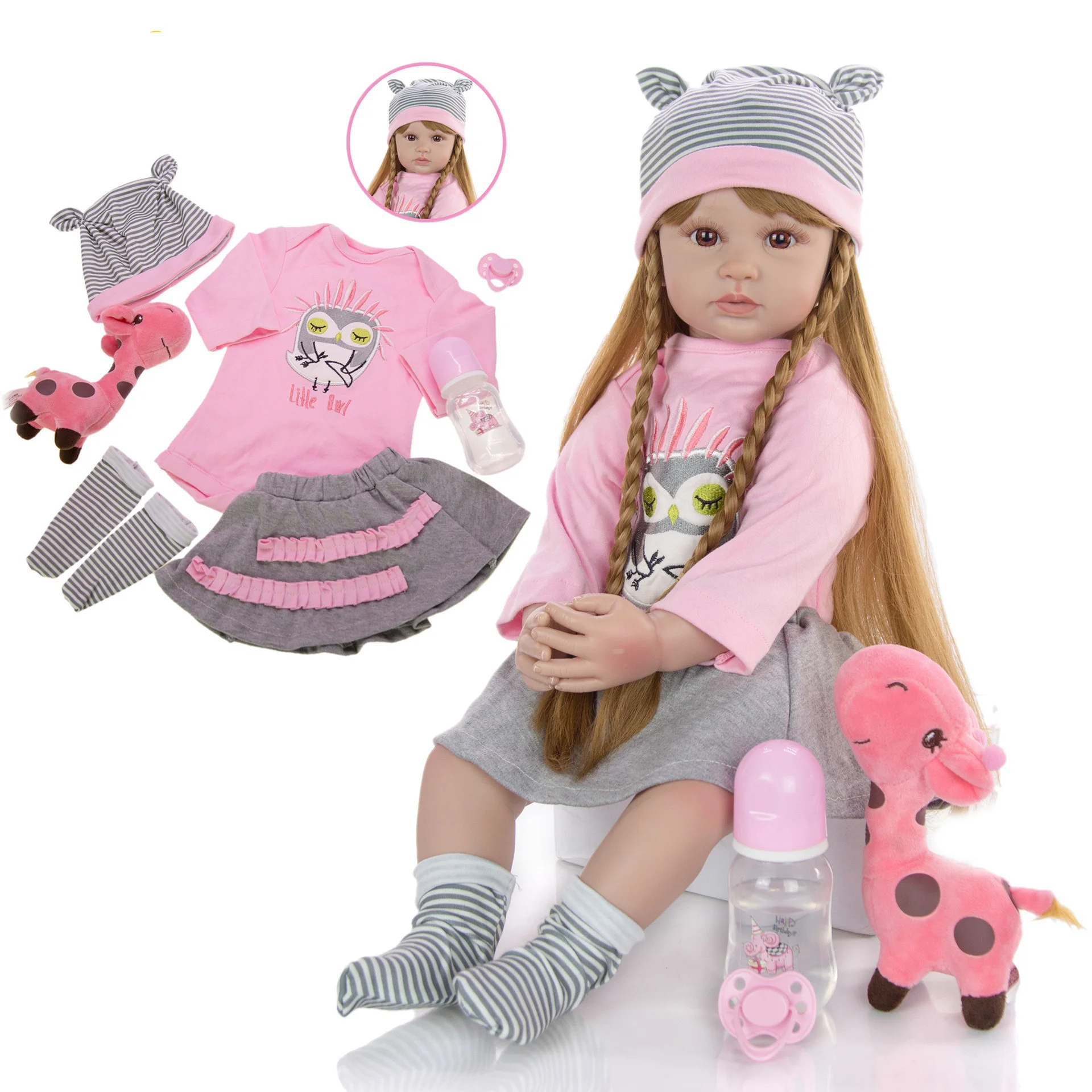 

2019 New 60cm Reborn Doll Toddler Soft Silicone Viny Limbs 24" Newborn Princess Baby Alive Bebe Girl Lovely Birthday Gift Toy