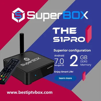 

IPTV Box 6K Android TV samrt Android 7.0 with IPTV Subscription Quad core WiFi HDMI 100M LAN 1000+ Channel Live Super Box s1 Pro