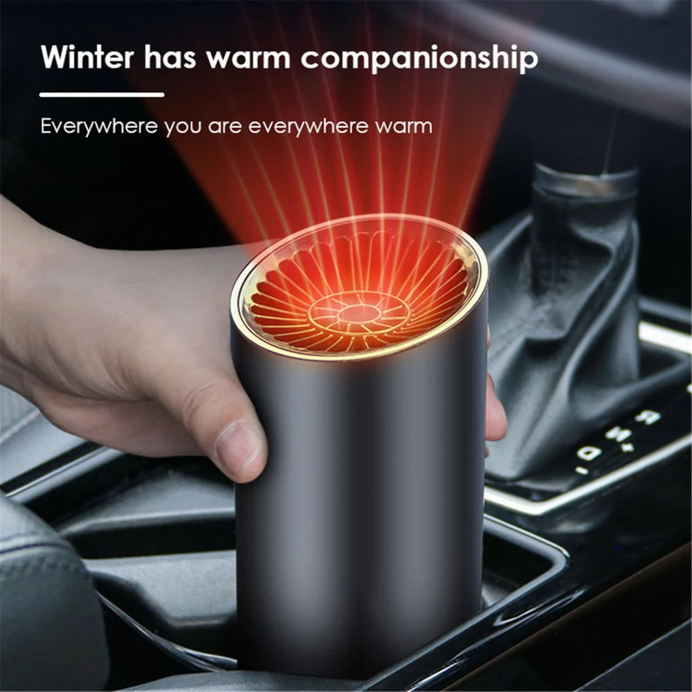 Car Heater 12V Vehicle Heating Cooling Fan Portable Defrosting and Defogging Small Electrical Appliance Fun with Suction Holder
