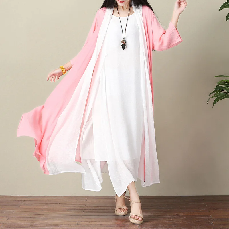 Photo Shoot Summer New Style Literature And Art Mantle Versatile Long Coat Loose-Fit Cardigan Airable Shirt