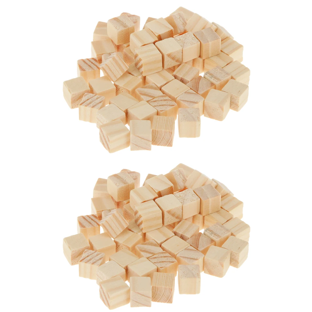 100x Wood Craft Blocks Unfinished Solid DIY Painting Art Supplies for Children Shower Game Puzzle Board Game