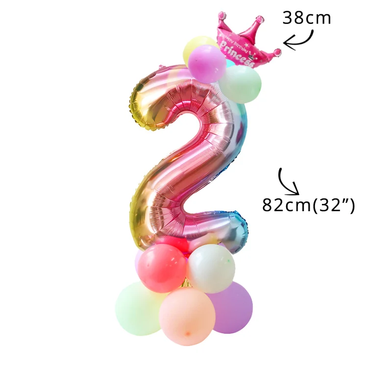 number balloon set-2 Украшения для девочек на день рождения, пастельные, розовые, вечерние гирлянды, декор для фотосъемки, украшения для дня рождения, Детские принадлежности для единорога - Цвет: number balloon set-2