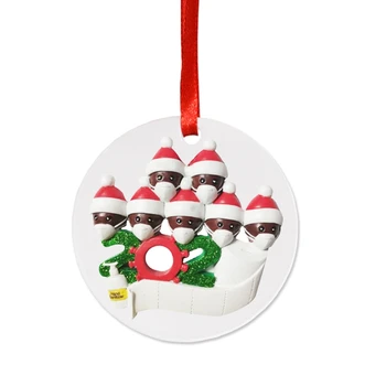 

2020 Ornament Personalized African Family with Mask Christmas Tree Hanging Decor