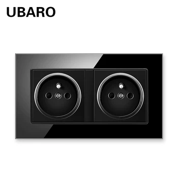 

UBARO 172*86mm French Standard 100-250V 16A Crystal Glass Panel Wall Outlet Plug Socket Power Elextric Sockets Home Steckdose