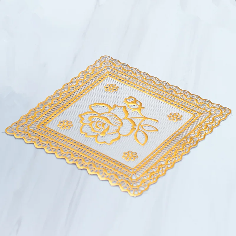 

placemat Gold plate hot PVC flower Western meal baking mat insulated tablemat non-slip table mantels individuals place-mat