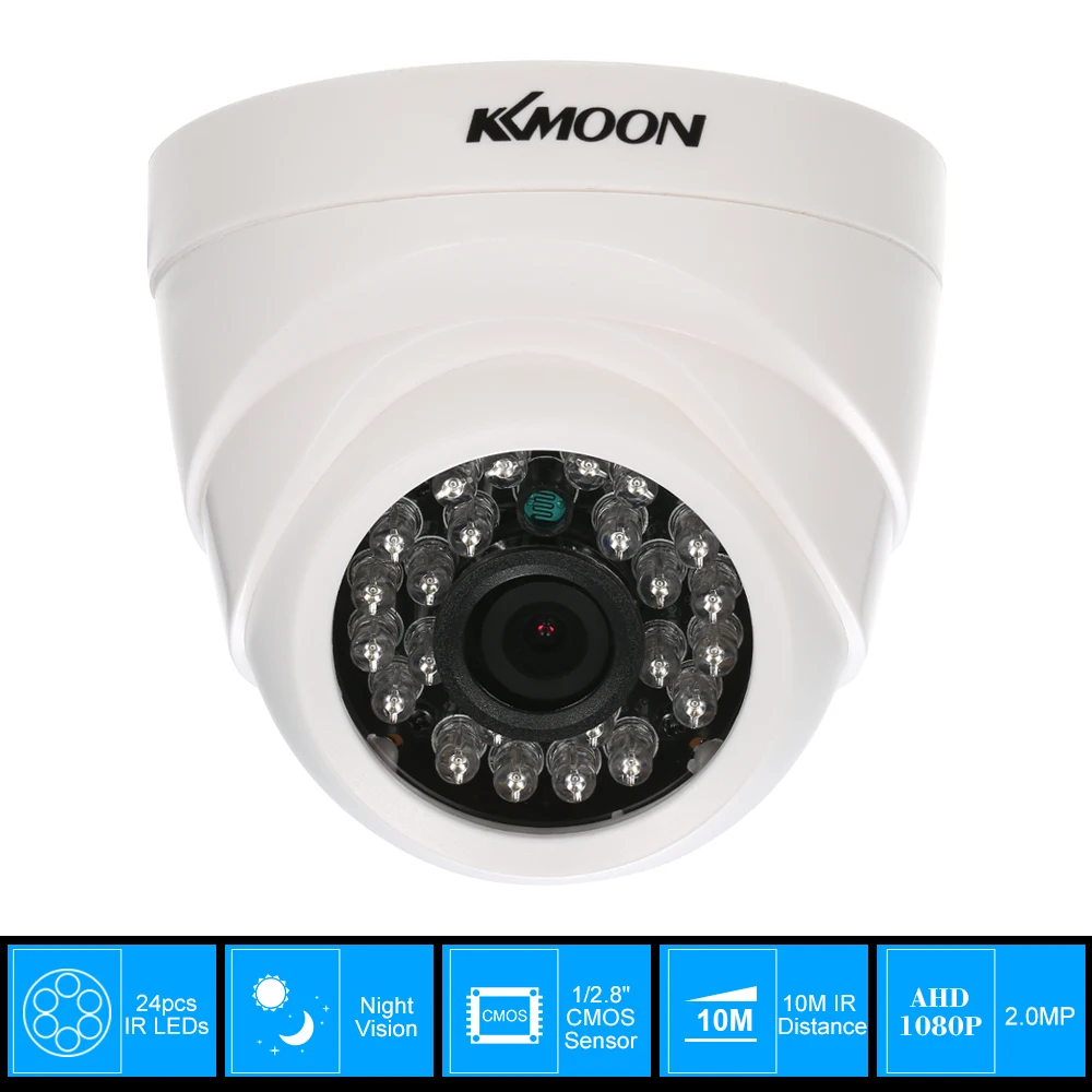 

KKmoon 1080P AHD Dome CCTV Camera 3.6mm Lens 1/2.8 CMOS 2.0MP IR-CUT 24pcs IR LEDS Night Vision for Home Security