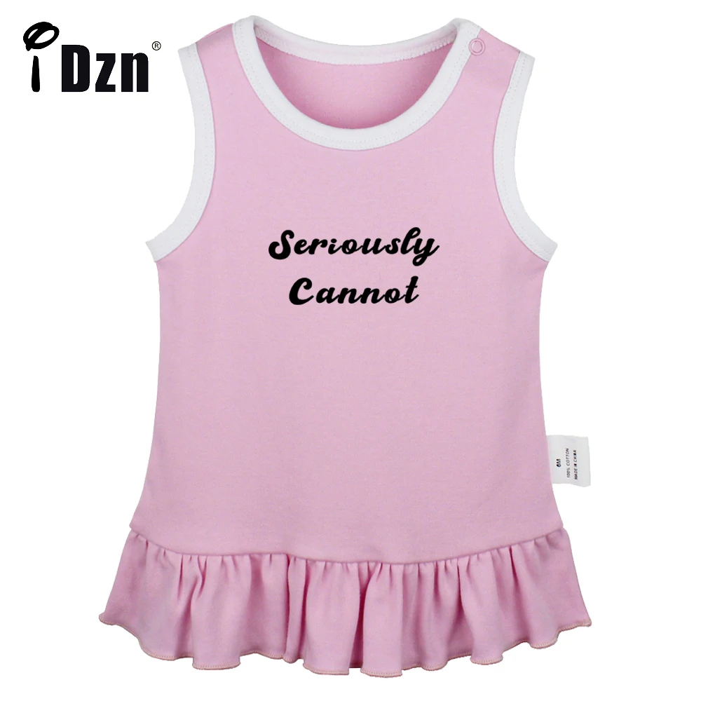 

iDzn NEW Cute Baby Girls Sleeveless Dress Newborn Seriously Cannot Fun Art Printed Pleated Dress Vest Dresses Infant Clothes