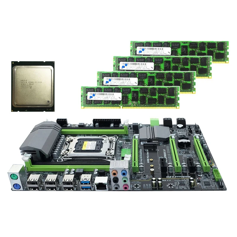 X79 Motherboard LGA2011 Combo with E5 2620 CPU 4-Ch 16GB(4X4GB)DDR3 RAM 1333Mhz NVME M.2 SSD Slot