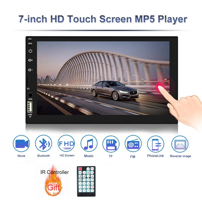 Авто радио Автомобильный mp3 плеер 7 дюймов HD Bluetooth Вызов MP5 7764B Стерео Авторадио 2 Din радио - Цвет: without camera