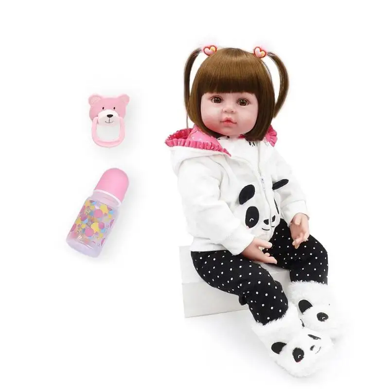 

19Inch Entire Silicone Simulation Baby Doll Curly Baby Life Christmas Gift with Pacifier and Baby Bottle