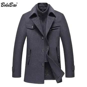 

BOLUBAO Brand New Wool Blends Coats Men Winter Men's High Quality Fashion Casual Overcoat Thick Warm Solid Color Wool Coat Male
