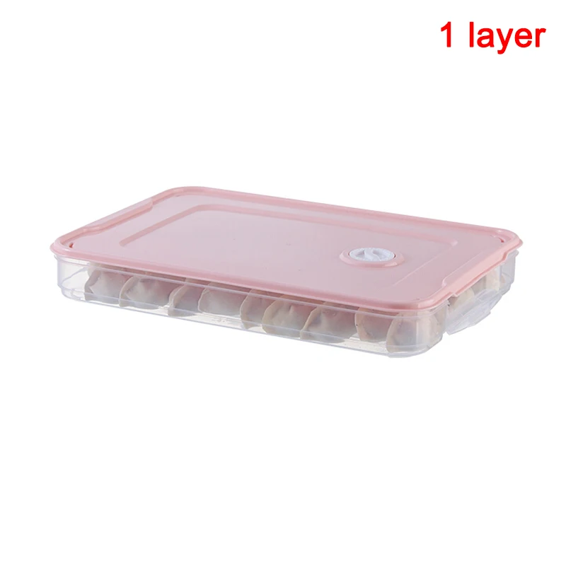 pink-1 layer Лоток для хранения еды, контейнер для хранения пельменей для холодильника с крышкой PAK55 - Цвет: pink-1 layer