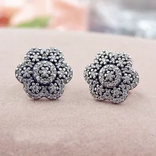 Оригинальные кристаллизованные цветочные серьги-гвоздики с кристаллами для женщин, 925 пробы серебряные серьги, свадебный подарок, ювелирные изделия Diy