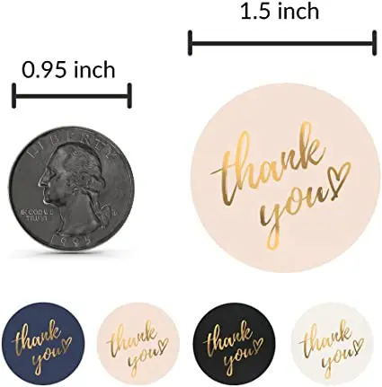 

1.5 Inch Thank You Stickers 500 Pcs Rose Gold White Small Business Stickers Lables for Baking Packaging Wedding Party Gift Wrap