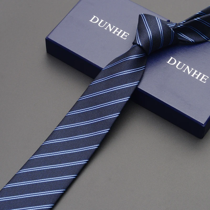 hf85 High Quality New Silk Formal Wedding Ties for Men Tie slim 6cm Necktie Designers Brand Deep Blue Neck Tie with Gift Box - Цвет: hf85