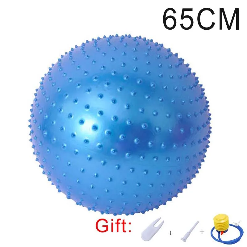 65cm Blue Массажный мяч для йоги взрывозащищенный домашний Открытый Тренажерный зал Фитнес тренировочные мячи для пилатий тренажерный зал фитбол для баланса с бесплатным подарком - Цвет: 65cm Blue