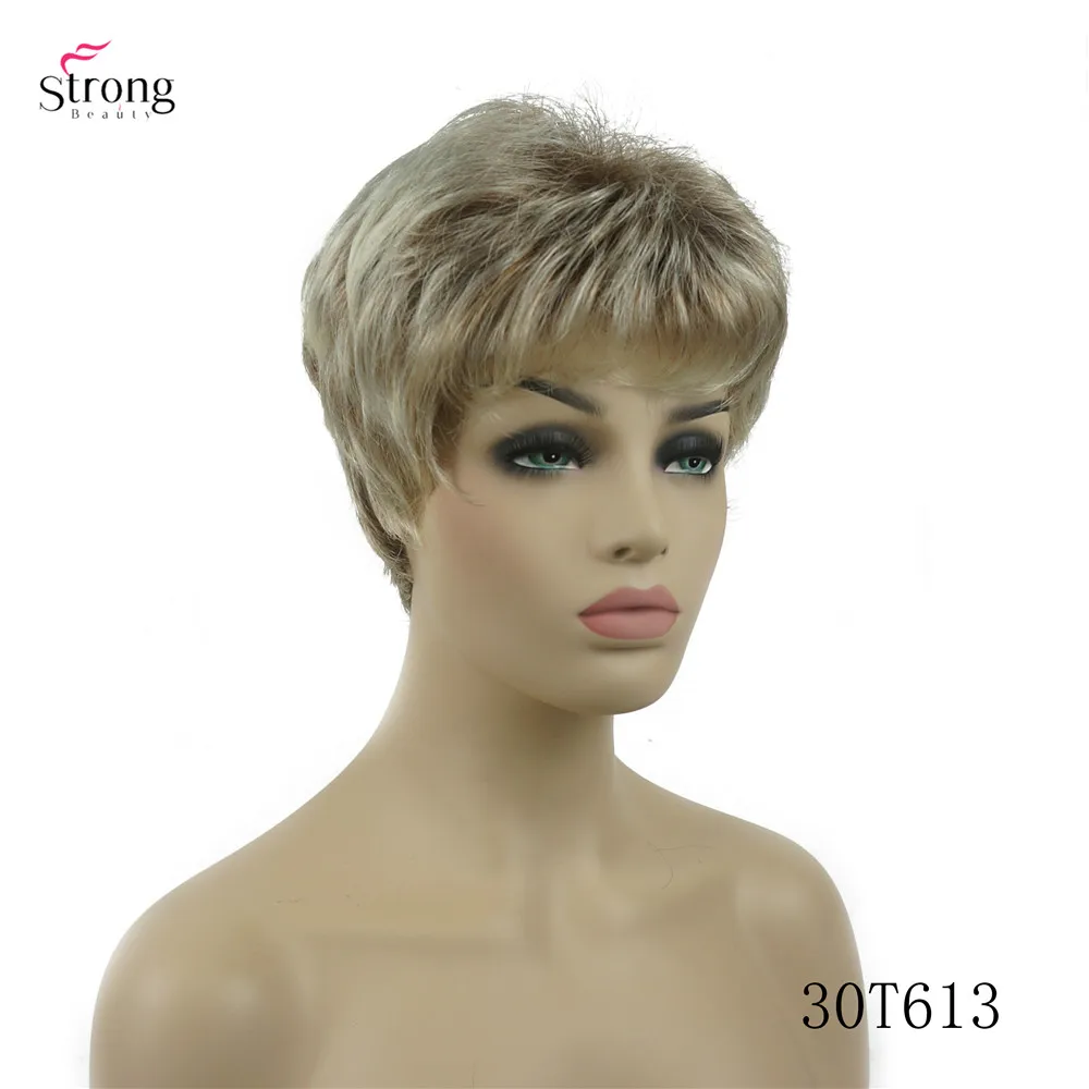 Strongbeauty peruca de cabelo curto natural encaracolado perucas sintéticas sem tampa