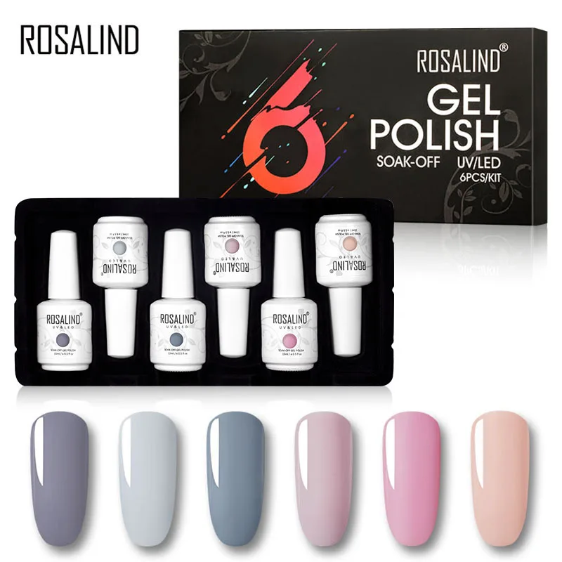 

ROSALIND Nail Gel Polish Set 6PCS 15ML Gel Nail Art Design Manicure Set Soak off UV Gel Nail Polish Lacquer Varnishes Gel Kit