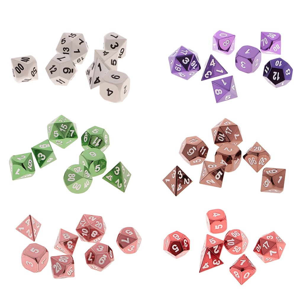 7Pcs 15mm Polyhedral Numberal Dice D4-D20 Party Gaming Dices for D&D RPG Dungeons& Dragons Toy