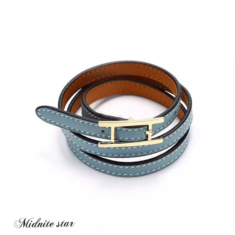 Модный бренд роскошный золотой кожаный браслет для женщин дизайнерские ювелирные изделия коричневый оранжевый розовый черный синий зеленый женский браслет